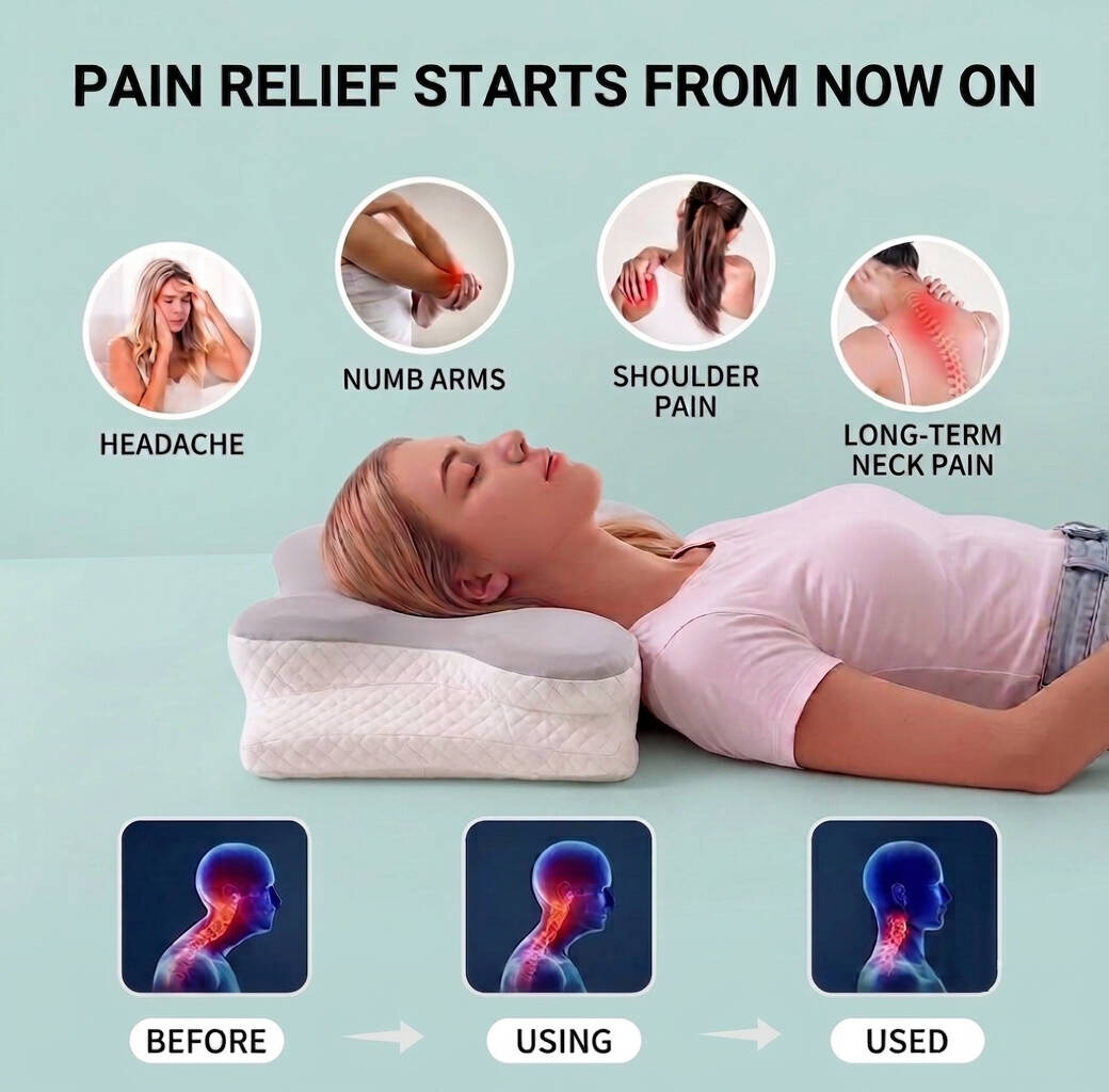 Cervical Neck Pillow for Neck Pain Relief - Ergonomic Side Sleeper Pillow