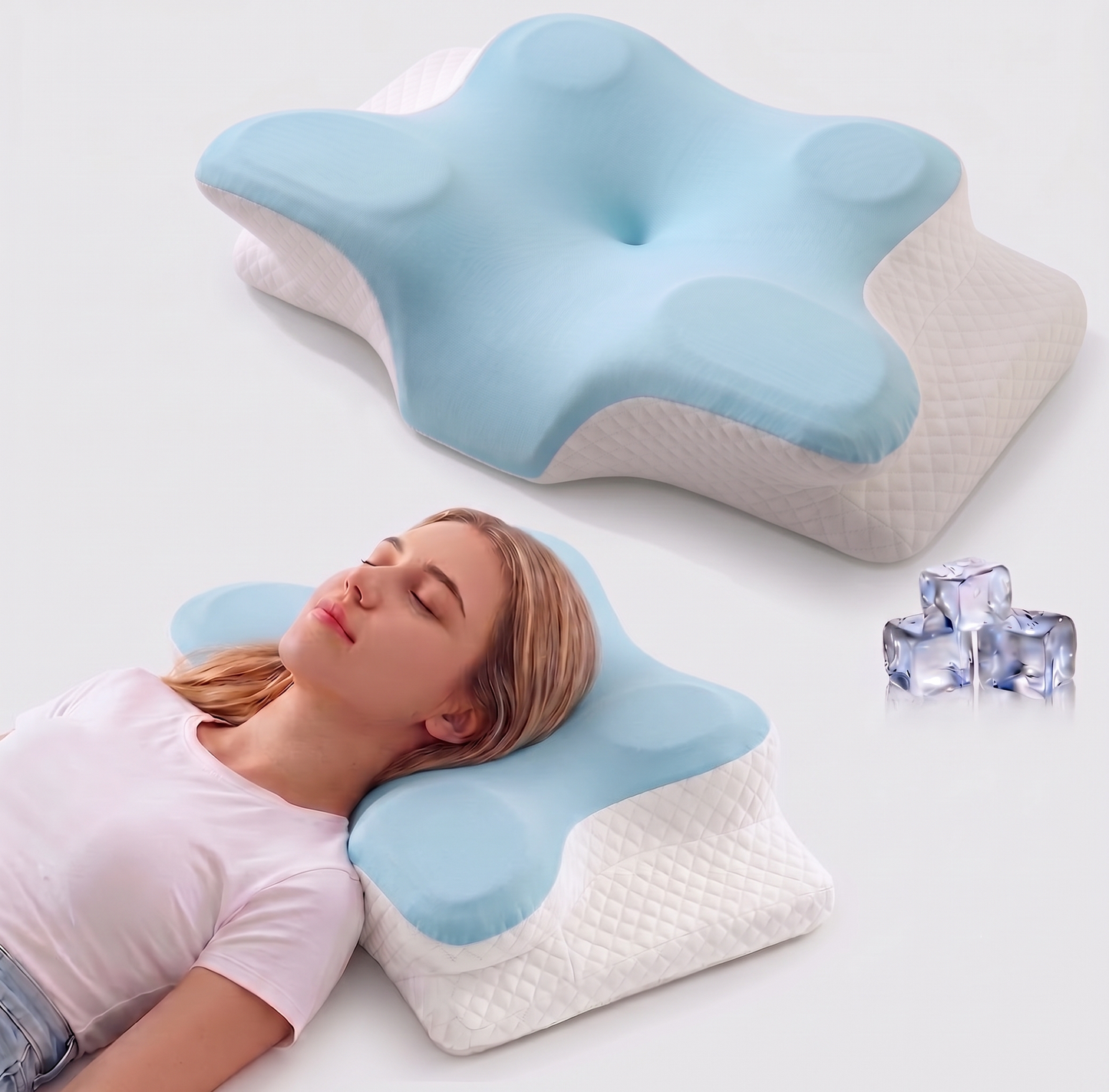 Cervical Neck Pillow for Neck Pain Relief - Ergonomic Side Sleeper Pillow