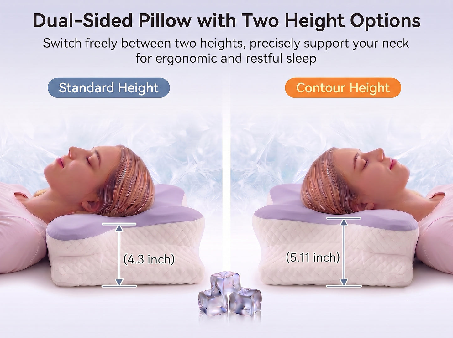 Cervical Neck Pillow for Neck Pain Relief - Ergonomic Side Sleeper Pillow