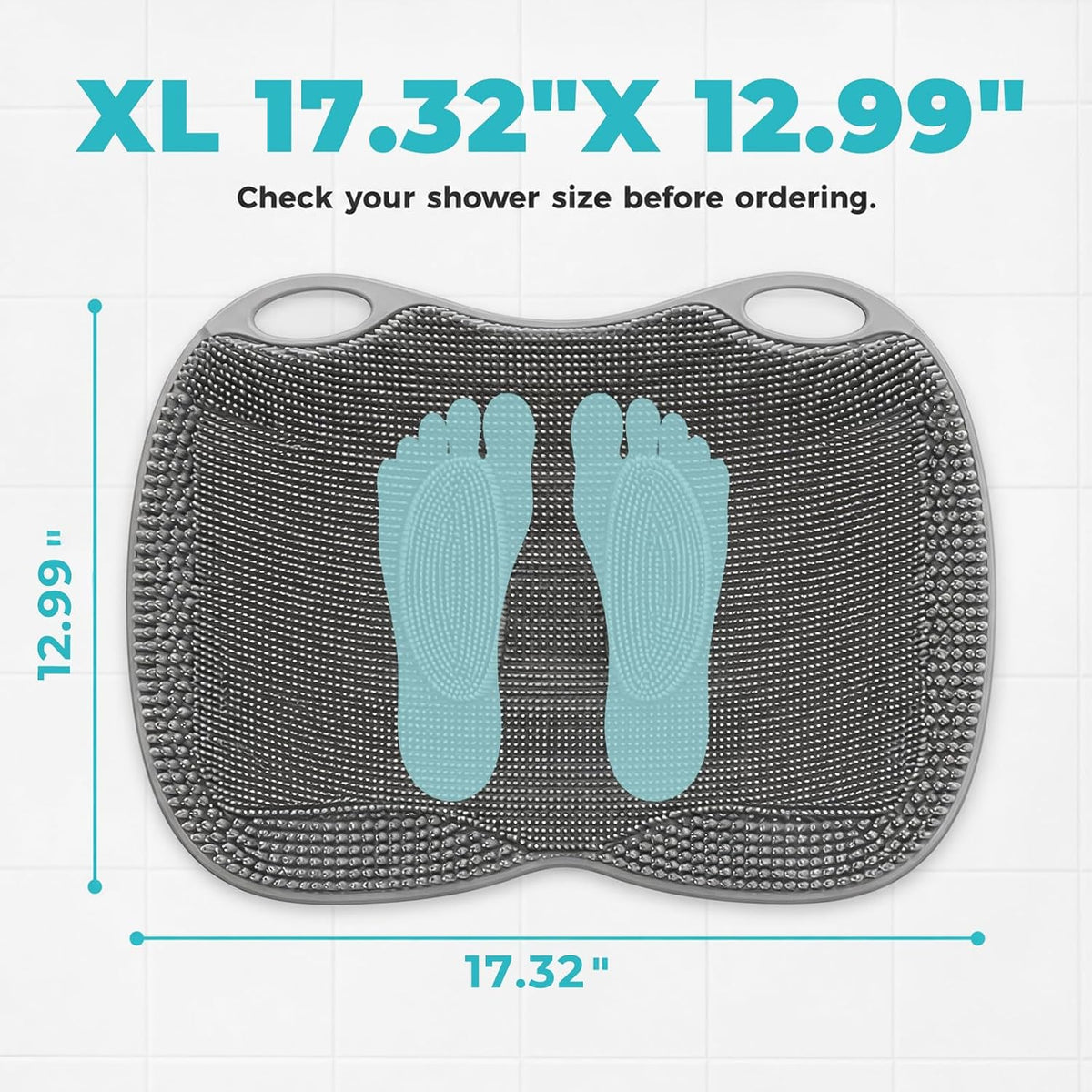 Silicone Foot & Back Scrubber for Shower, Non-Slip Hands-Free Foot Massager Mat with Arch Support, Dead Skin Exfoliator for Whole Family