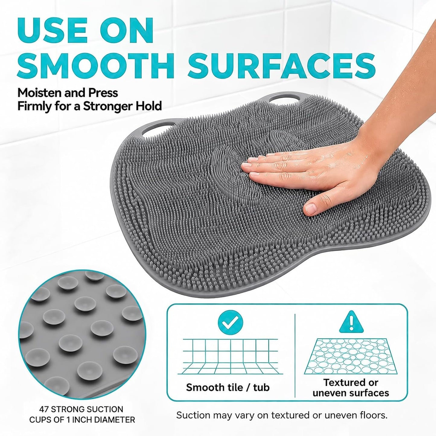 Silicone Foot & Back Scrubber for Shower, Non-Slip Hands-Free Foot Massager Mat with Arch Support, Dead Skin Exfoliator for Whole Family