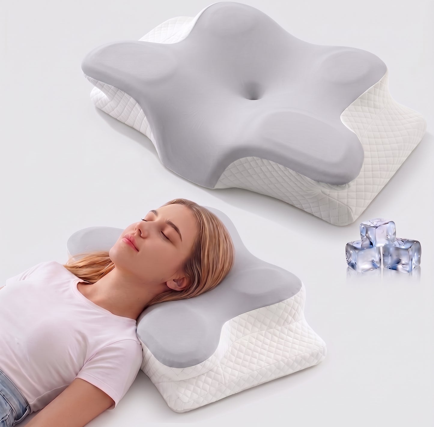 Cervical Neck Pillow for Neck Pain Relief - Ergonomic Side Sleeper Pillow