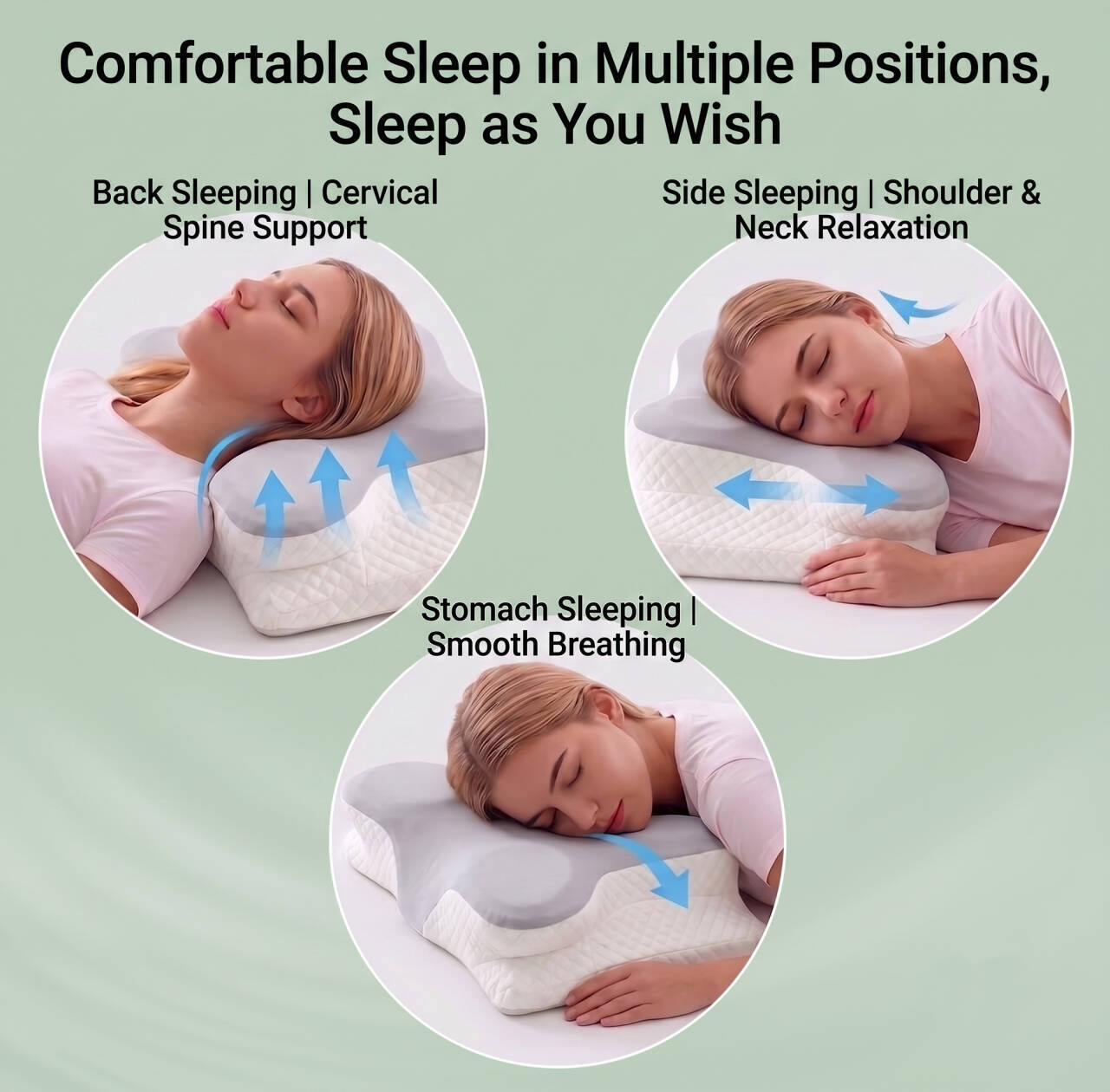 Cervical Neck Pillow for Neck Pain Relief - Ergonomic Side Sleeper Pillow