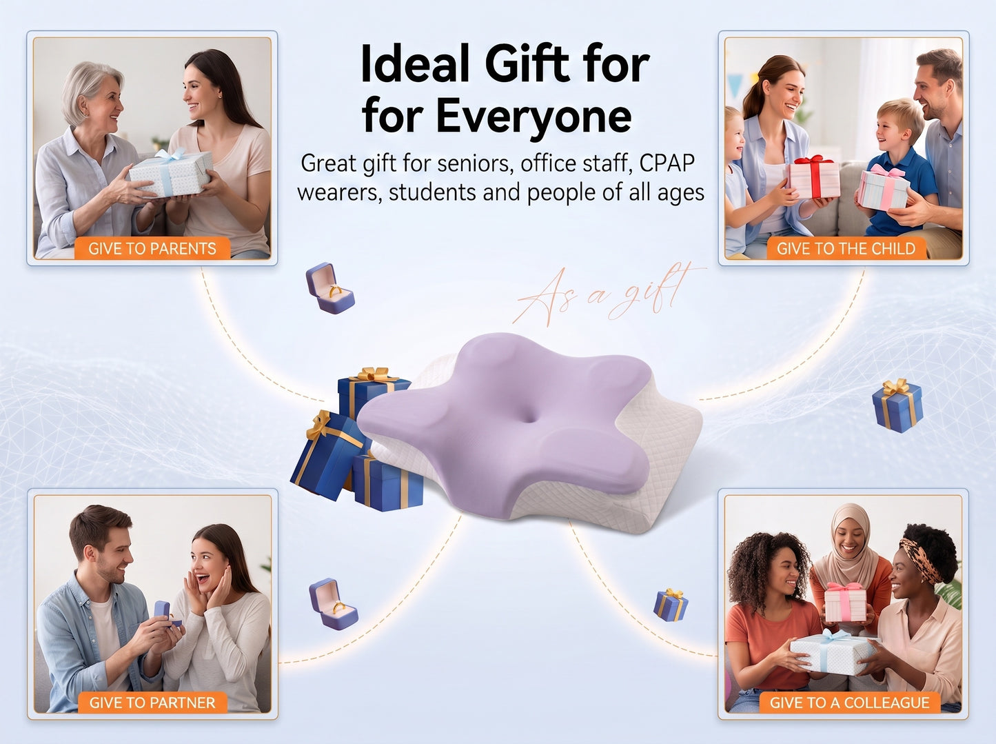 Cervical Neck Pillow for Neck Pain Relief - Ergonomic Side Sleeper Pillow