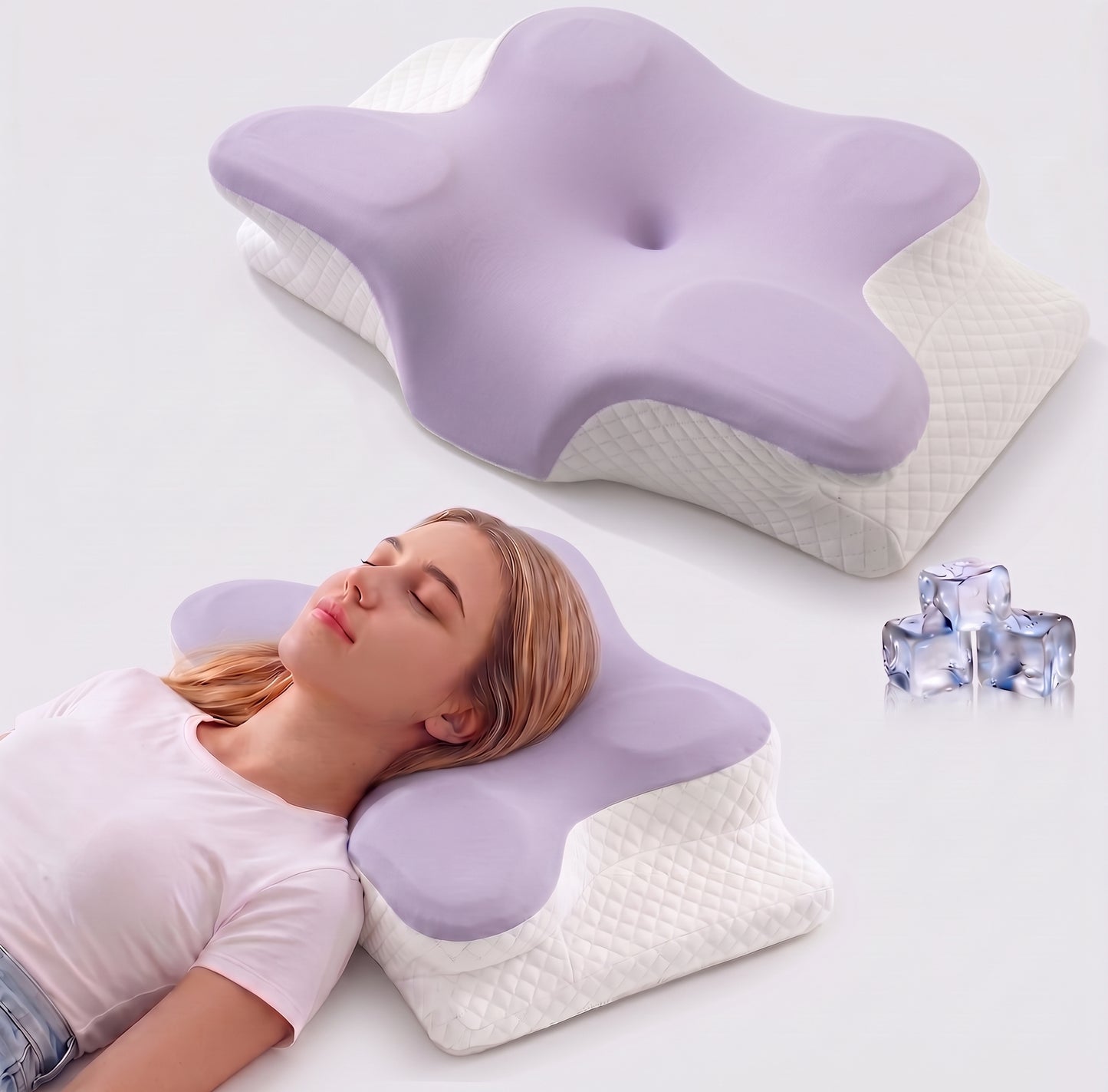 Cervical Neck Pillow for Neck Pain Relief - Ergonomic Side Sleeper Pillow
